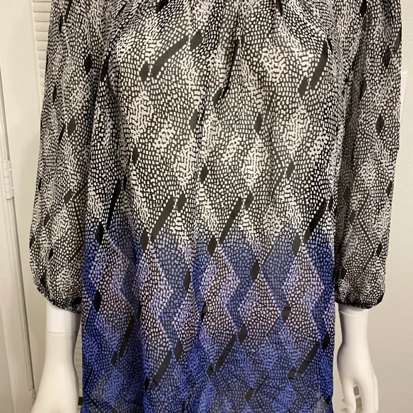 I.N. Studio Ombre Blouse Women SZ L White/Grey/Purple - Picture 2 of 10